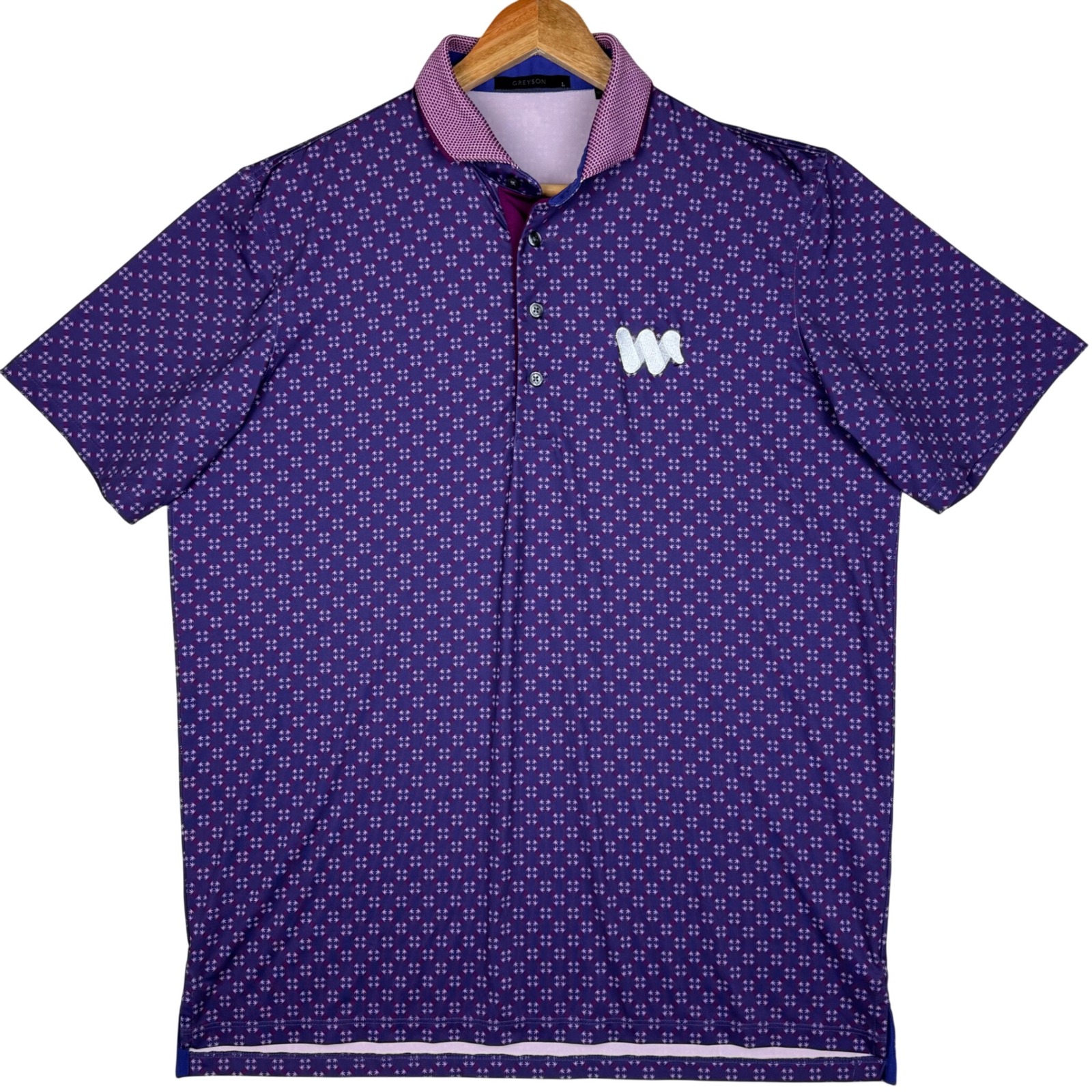 Greyson Polo Shirt Golf Performance Geometric Pineapple Express Men Large Purple